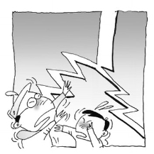 사람 두명 번개 맞는 사진 흑백